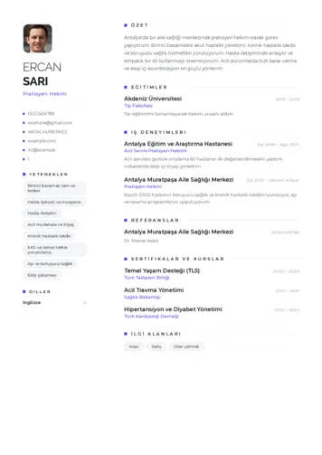 Pratisyen Hekim Cv Örnekleri cv indir